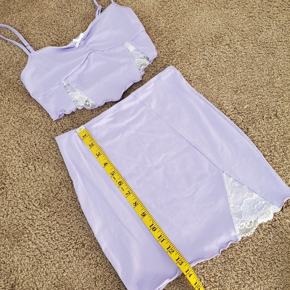 SHEIN Bow Detail Lace Insert Cami Top & Skirt Set - Picture 12 of 12